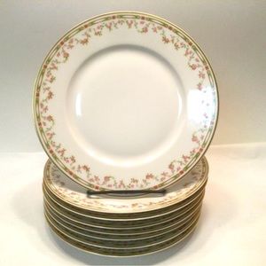 Theodore Haviland Luncheon Plate Limoges Geometric & Roses Border Schleiger 346